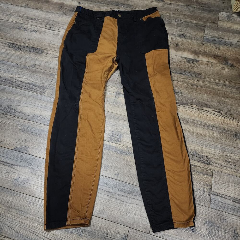 American Bazi Jeans Pants color block black and Brown 2X 2358 - Picture 1 of 7